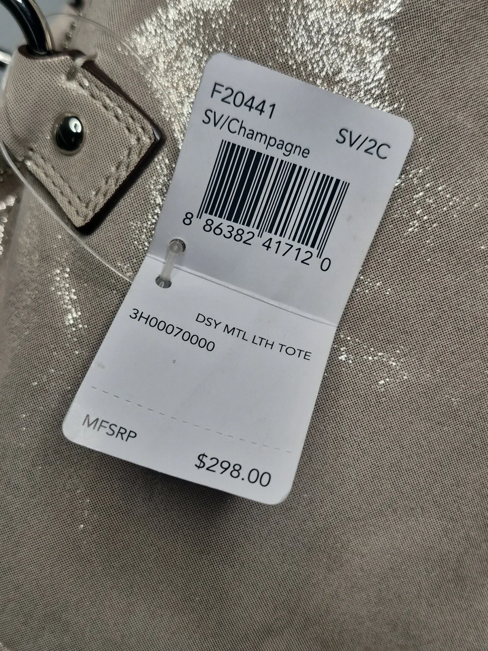 Coach Poppy Shimmery Champagne Tote Bag with Heart Charm (NWT)